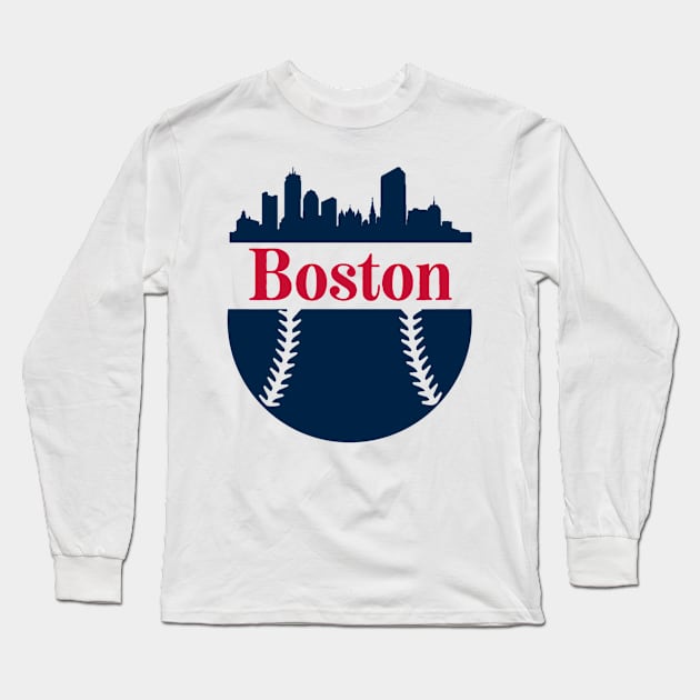 Boston baseball Blue Long Sleeve T-Shirt by Sloop